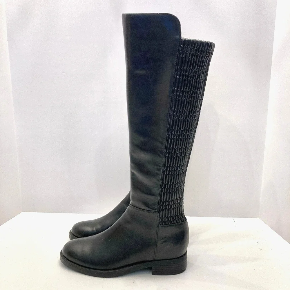 Blondo Boots‎ Womens 6 Black Leather Water Resistant Tall Riding Elastic Back